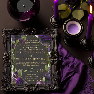 Convite Gótico Floral Elegante Violeta Roxo Casamento