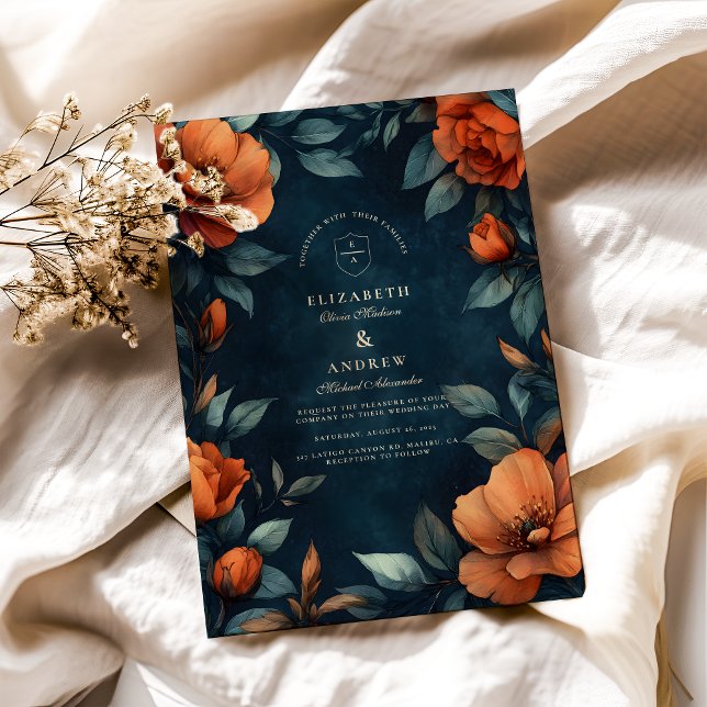 Convite Gótico Floral Temperamental (Criador carregado)