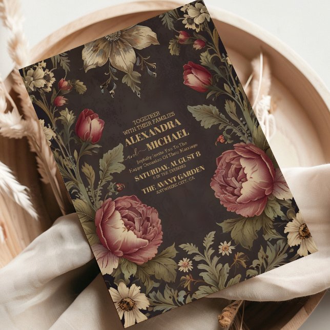 Convite Gótico Floral Victorian Wedding (Criador carregado)