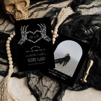 Gótico Guardar A Data, Preto Guardar A Data Casame