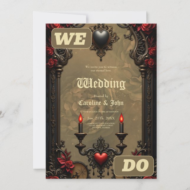 Convite Gótico Romance: Paixão Oculta. (Frente)