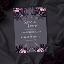 Gótico Save the Date Floral Ameixa