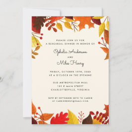 Convite Gouache Autumn Deixa O Janto De Ensaio De Casament