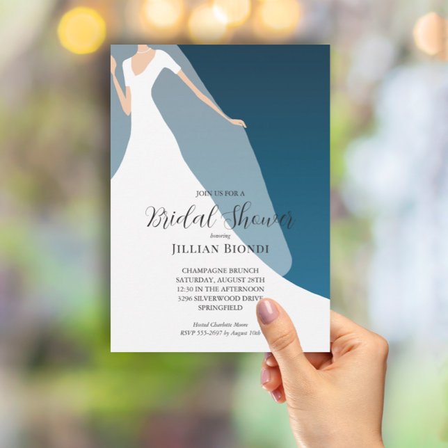 Convite Gown e Veil no Chá de panela Teal (Criador carregado)