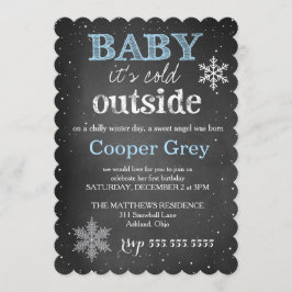 Convite GR Blue Baby Está Frio Fora do Aniversário de inve