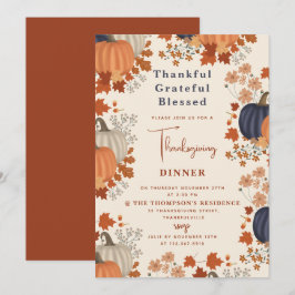 Convite Graças Grata, abençoada Pumpkin Ação de Graças