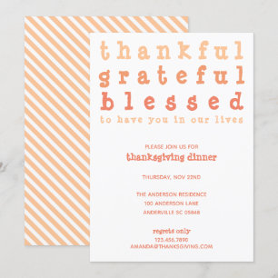 Convite Graças Grata Abençoado, Beletado, Ação De Graças