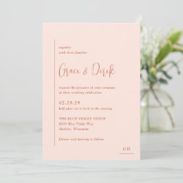 Convite Grace Peach Modern Wedding