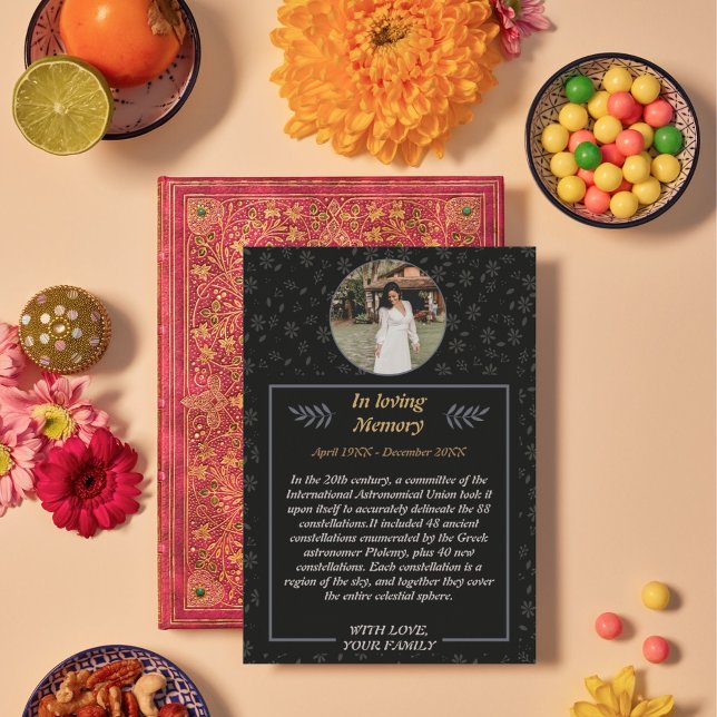 Convite Graceful Farewell: Funeral Floral com Foto (Graceful Farewell: Floral Funeral Invitation with Photo)