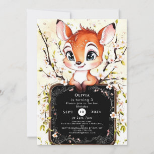 Convite Graceful Forest Fawn Birthday
