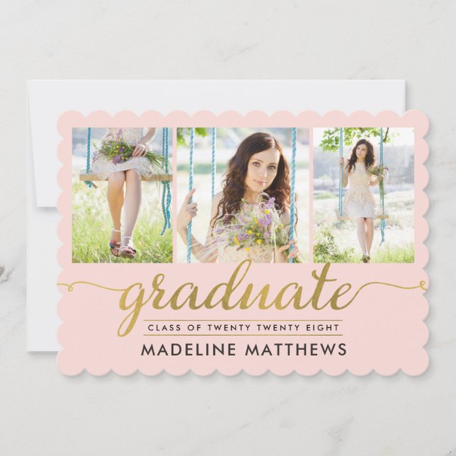 Convite Graceful Script EDITABLE COLOR Graduation Invite (Frente)