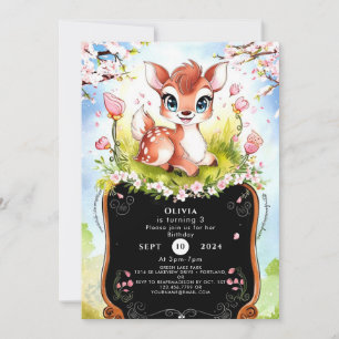 Convite Graceful Woodland Fawn Birthday