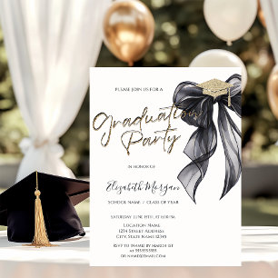 Convite Grad Cap Preto Laço Sua Foto Graduação 