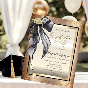 Convite Grad Cap, Taça de Vinho de Arco Preto, Confetes de