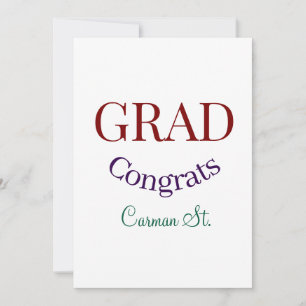 Convite grad parabéns roxo negrito ano 20XX graduado