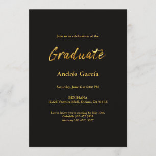 Convite Grad Vertical Script Dourado