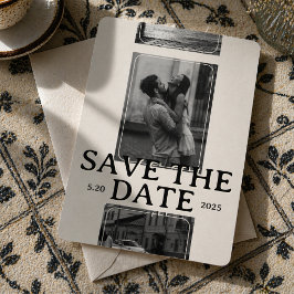 Convite Grade de Fotografias Moderna com Gravação em Negri