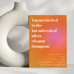 Convite Gradiente Cor-de-Rosa Laranja Retroversa Bat Único<br><div class="desc">Convite Exclusivo de Bat Mitzvah com Gradação Cor-de-Rosa Laranja Retroversa</div>