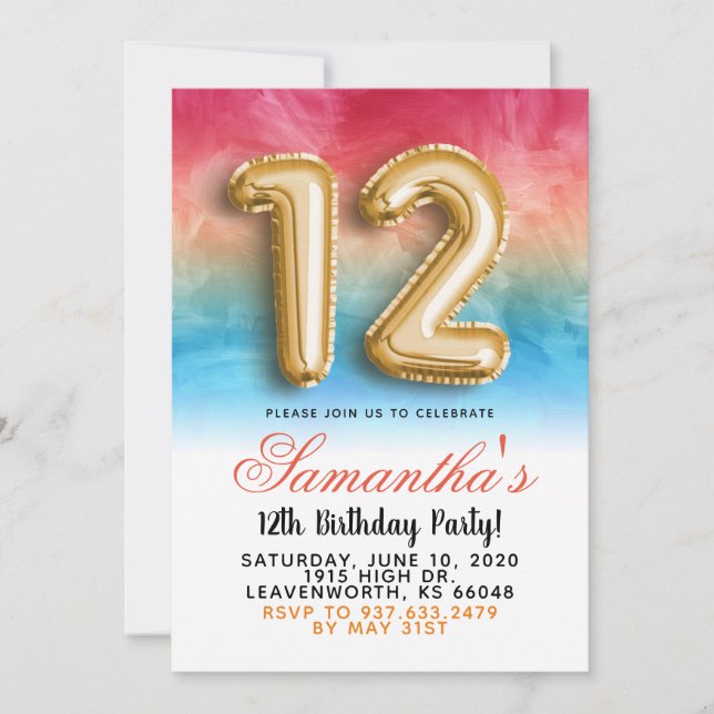 Convite Gradiente de 12º Aniversário (Frente)