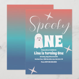 Convite Gradiente de Aniversário de Halloween Fantasma Gro