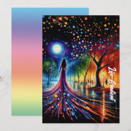 Convite Gradiente de fantasia de sonho colorido abstrato