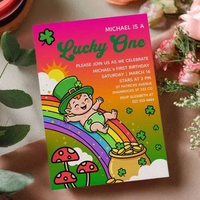 Convite Gradiente Lucky One Dia de São Patrício 1º Anivers (Criador carregado)