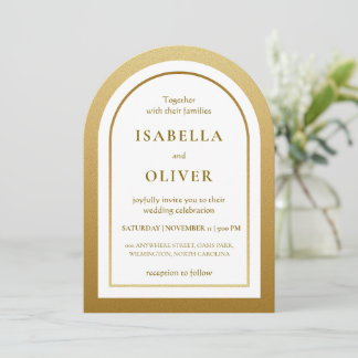 Convite Gradiente marrom dourado elegante casamento
