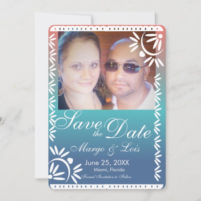 Convite Gradiente Mexicano Picado Salve a Data (Frente)