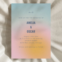 Gradiente Moderno Azul Rosa Pastel Casamento QR