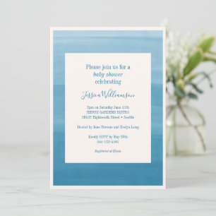 Convite Gradiente Ombre Tinta Azul Oceano Baby Shower