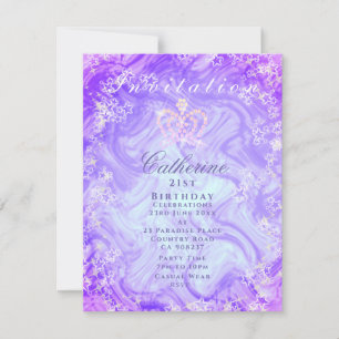 Convite Gradiente Roxo Coroa Brilhante