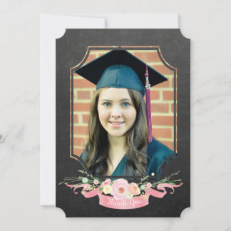 Convite Graduação 2017 Obrigado Chalkboard Floral