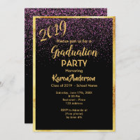 Graduação 2019 Chic Black Confetti gold