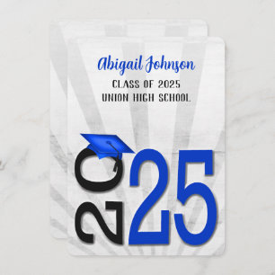 Convite Graduação 2024 em cores azuis e negras nas escolas