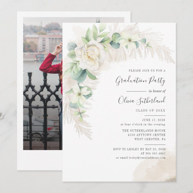 Convite Graduação 2025 Partido do Formando Botânico de Fot (Frente/Verso)