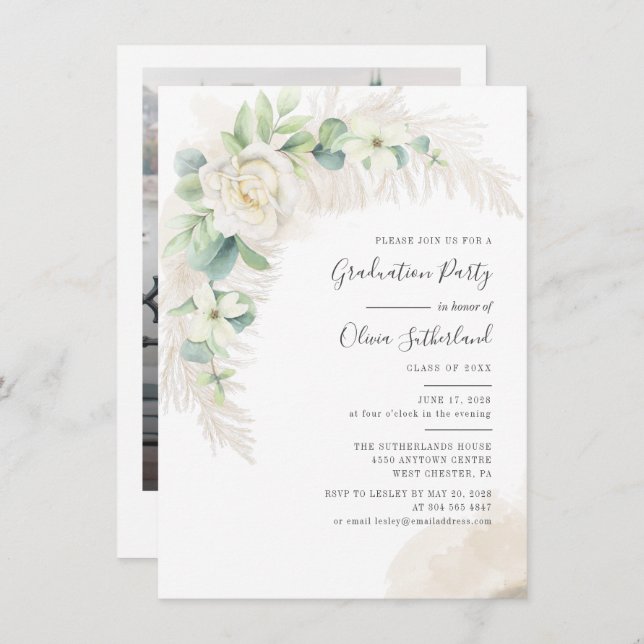 Convite Graduação 2025 Partido do Formando Botânico de Fot (Frente/Verso)