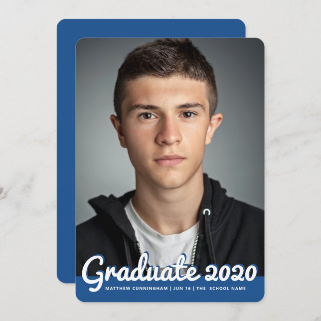 Convite Graduação 20XX | Foto personalizada moderna (Frente/Verso)