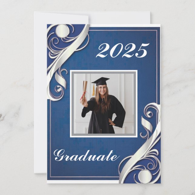 Convite Graduação Azul Branco (Frente)