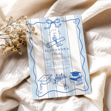 Graduação Azul Desenhada na Mão Retroativa