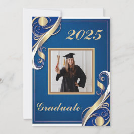 Convite Graduação Azul Dourado Branco