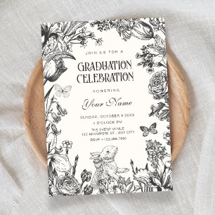 Convite Graduação botânica floral vintage