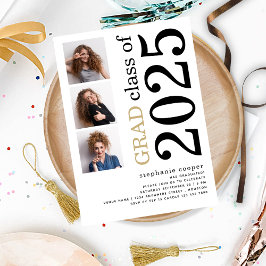 Convite Graduação Branca 2023 com 3 fotos modernas