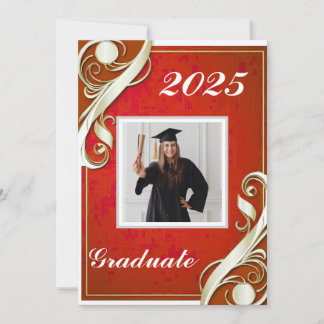 Convite Graduação Branca Vermelha 2025