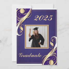 Convite Graduação Branco Dourado Roxo