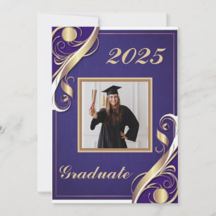 Convite Graduação Branco Dourado Roxo