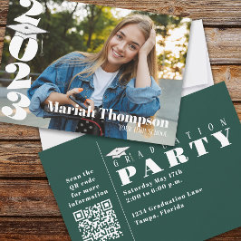 Convite Graduação Classe de Foto Verde Escuro de 2023 QR