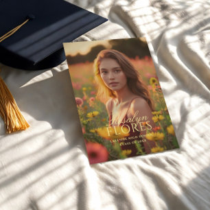 Convite Graduação Clássica de Caligrafia Amarela Suave