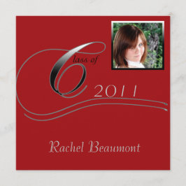 Convite Graduação Clássica de Prata e Vermelho