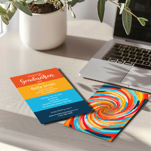 Convite Graduação Colorida em Vórtex Vazio Retro