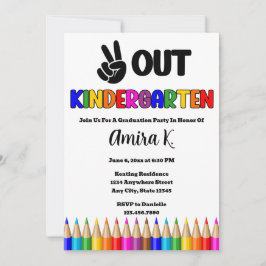 Convite Graduação Colorida no Jardim de Infância do Peace 